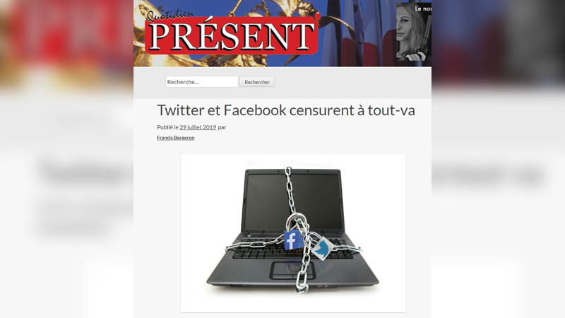 Le quotidien Présent face à la censure de Facebook